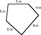 a pentagon whose sides are 5m, 4m, 8m, 6m, 6m