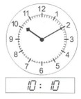 the hour hand is pointing at 10, the minute hand is pointing at 2