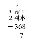 2405 is renamed as 2 thousands 3 hundreds 9 tens and 15 ones