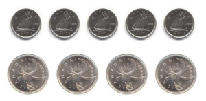 dimes and quarters