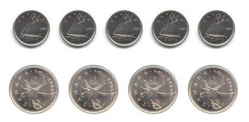 dimes and quarters