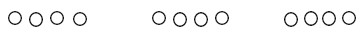 3 groups of four dots that add up to 12.