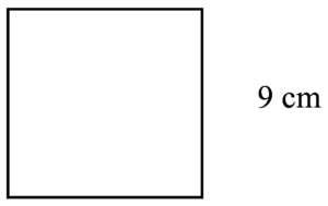 square. length and width 9 cm