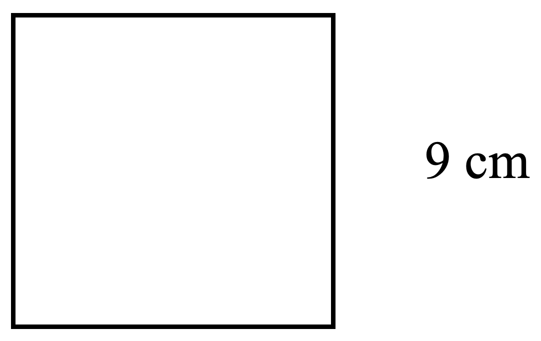 square. length and width 9 cm
