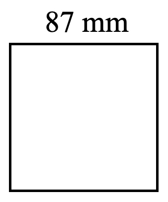 square. side 87 millimetres