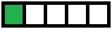 A shape with five parts. One part is coloured in.