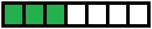 A shape with seven parts. Three parts are coloured in.